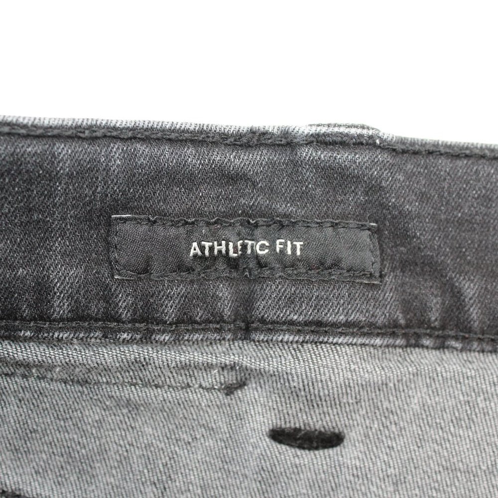 Lucky Brand 37 X 33 Athletic Fit Black Flex Straight Leg Distressed Denim Jeans - Picture 9 of 11